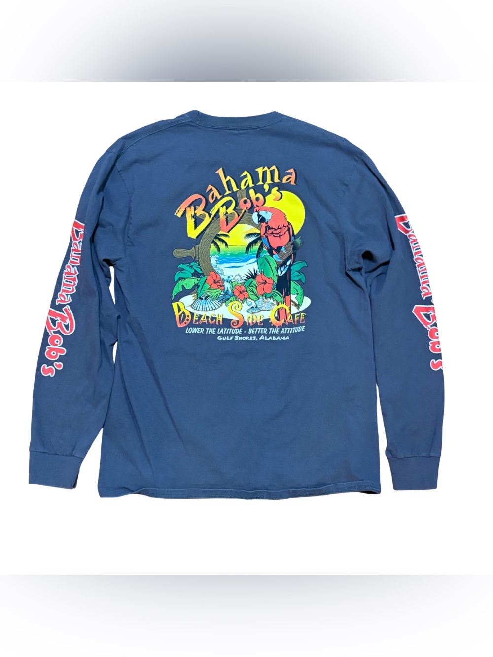 Vintage Y2K Bahama Bob's Gulf Shores Shirt Mens M Long Sleeve Beach Graphic Tee